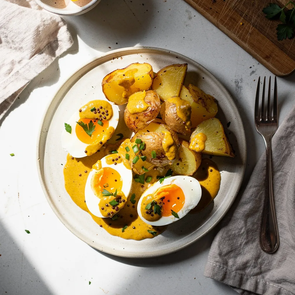 Schnelle Senf-Eier mit Kartoffeln