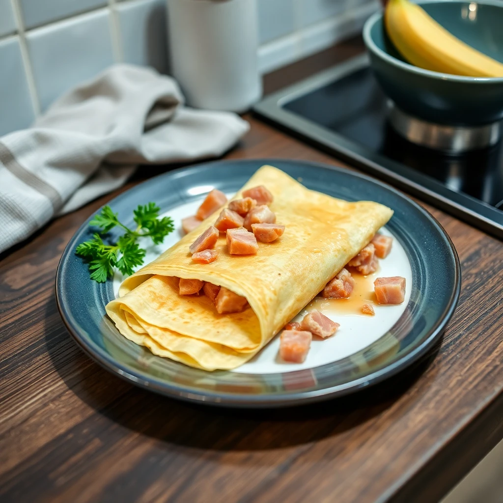 Crêpes mit Schinkenwürfel