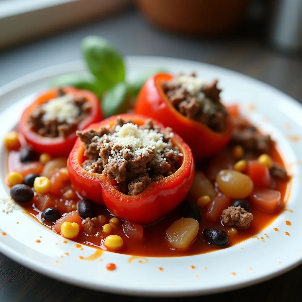 Gefüllte Paprika mit Rinderhackfleisch