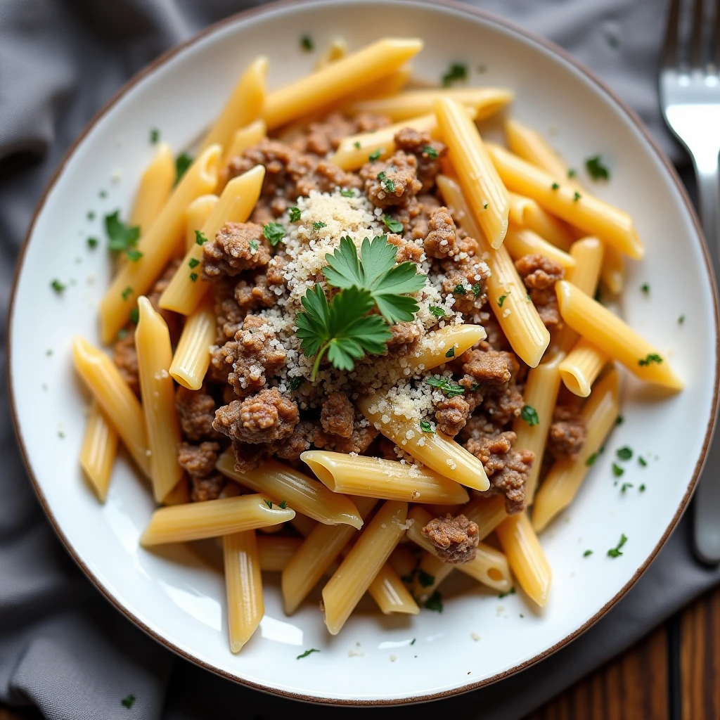 Pasta mit Parmesan-Rindfleisch-Soße
