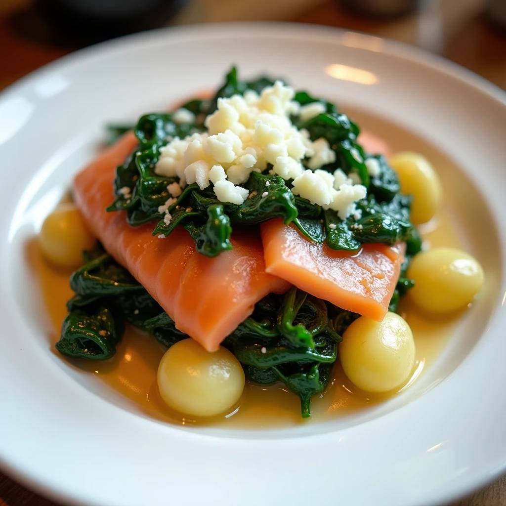 Kartoffeln mit Lachs und Spinat 