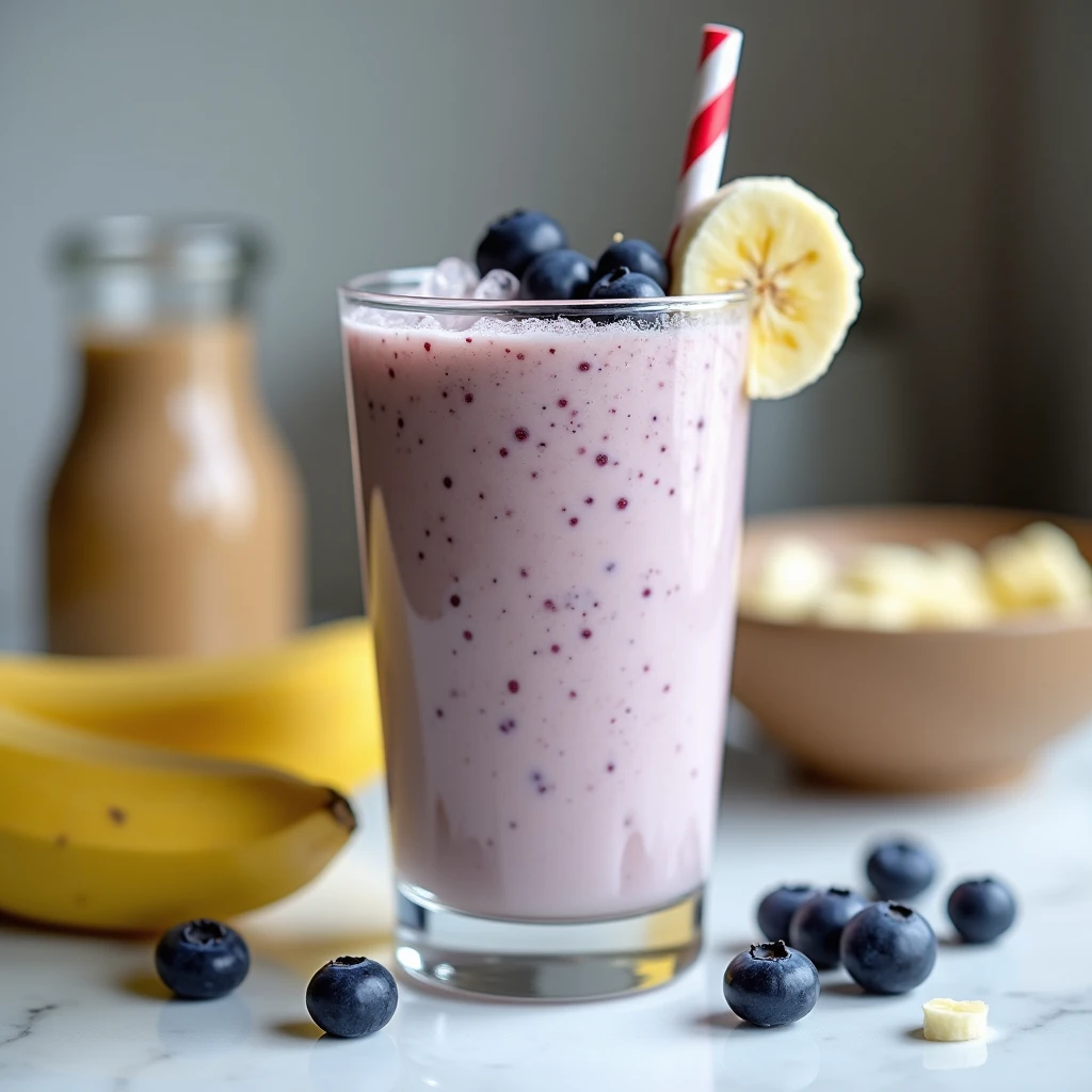 Buttermilch-Smoothie mit Blaubeeren und Banane