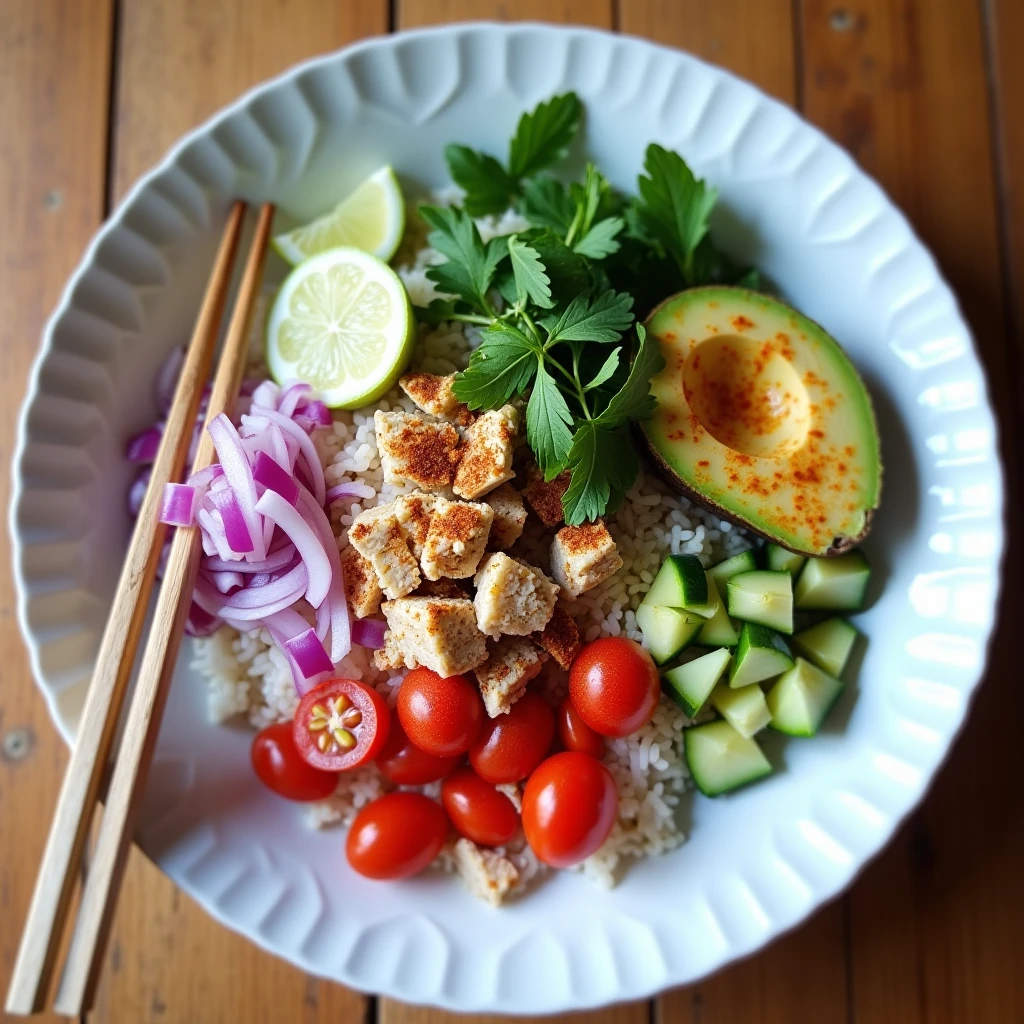 Bunte Fitness-Bowl mit Thunfisch