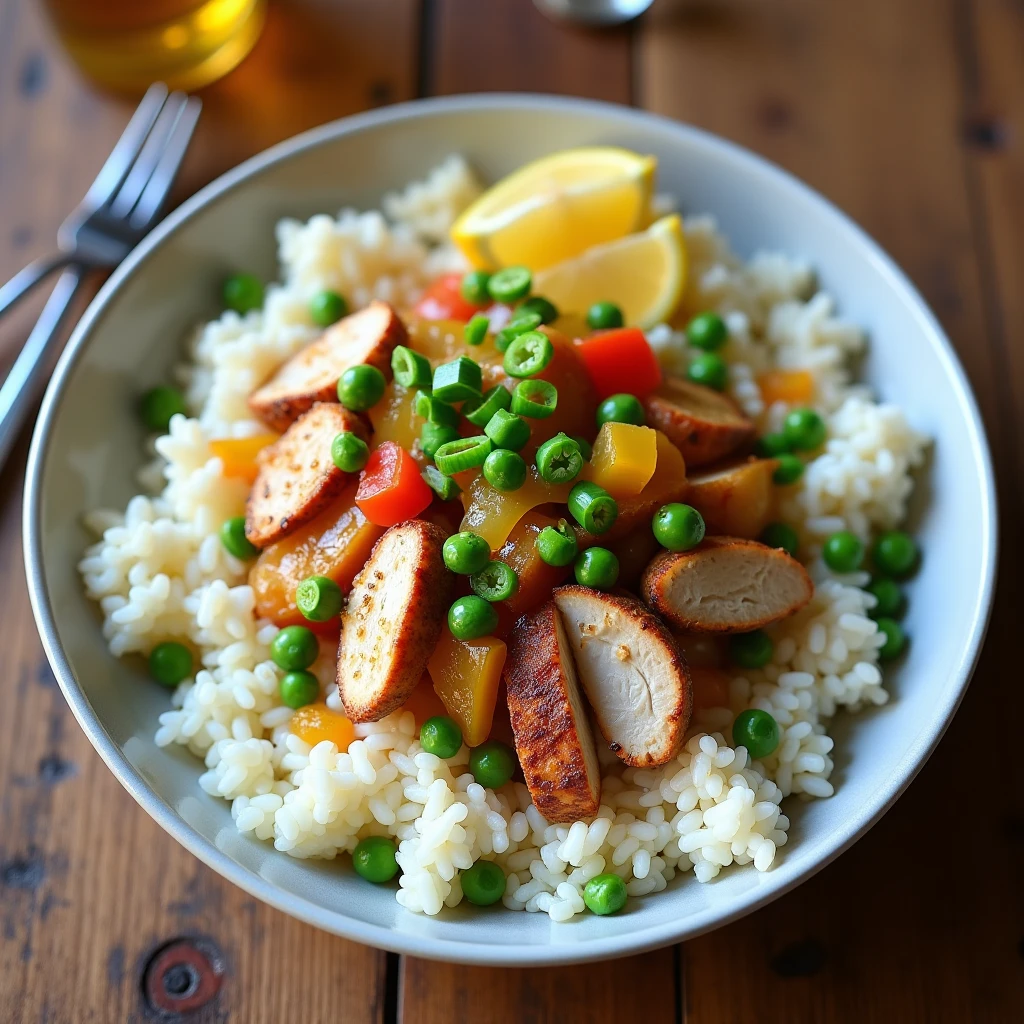 Hähnchen-Paella mit Erbsen
