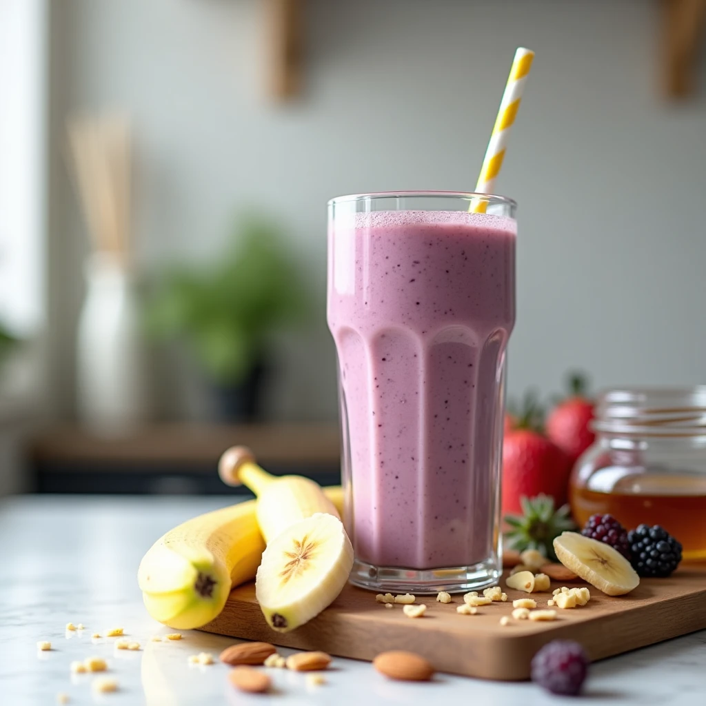 Kefir Bananen Shake mit Beeren