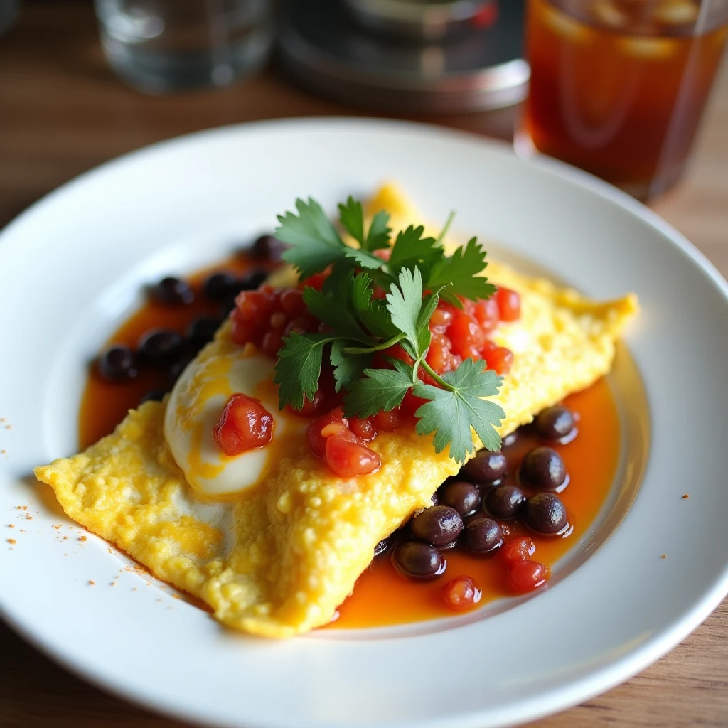 Omelette mit schwarzen Bohnen
