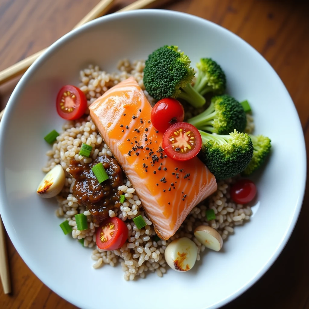 Lachs-Reis-Pfanne mit Brokkoli