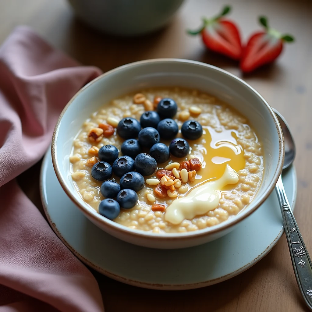 Pudding-Haferflocken mit Blaubeeren