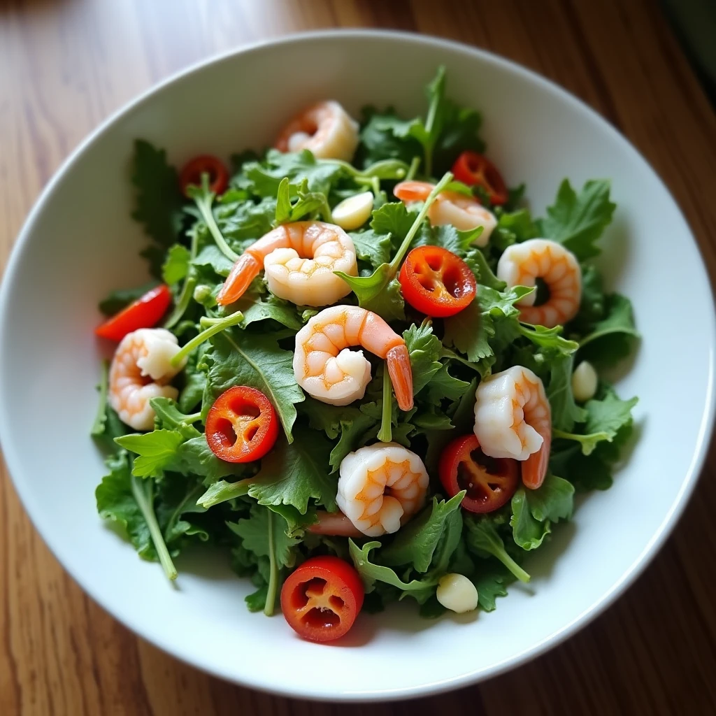 Rucola Salat mit Knoblauch-Garnelen