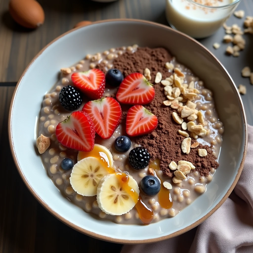 Veganes Schoko-Erdbeer-Porridge