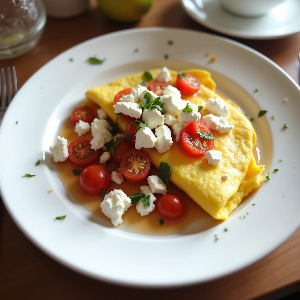 Tomaten-Omelett mit Feta