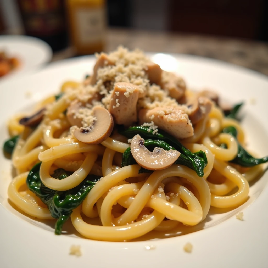 Proteinreiche Chicken Alfredo Pasta
