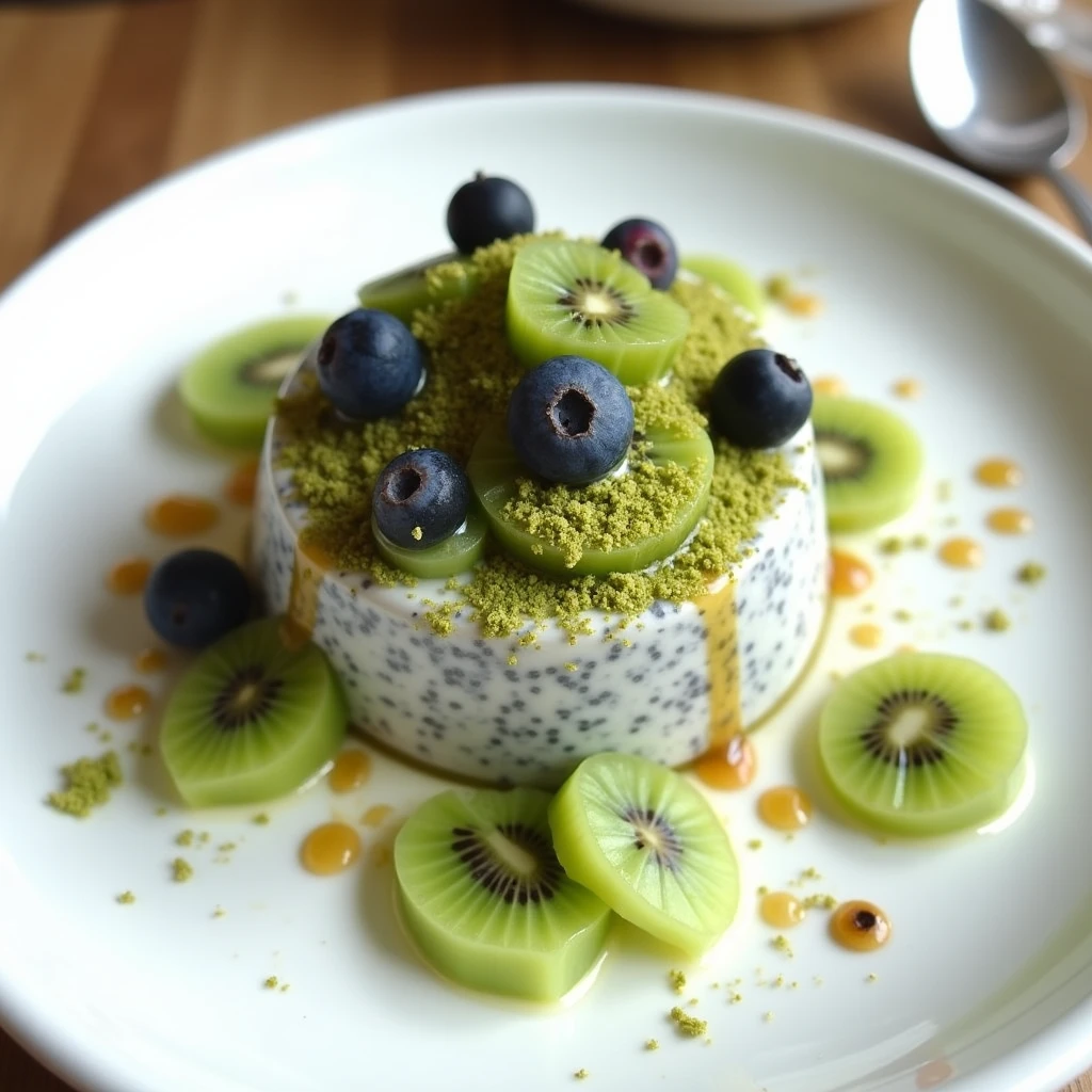 Heidelbeer Matcha Chia Pudding 