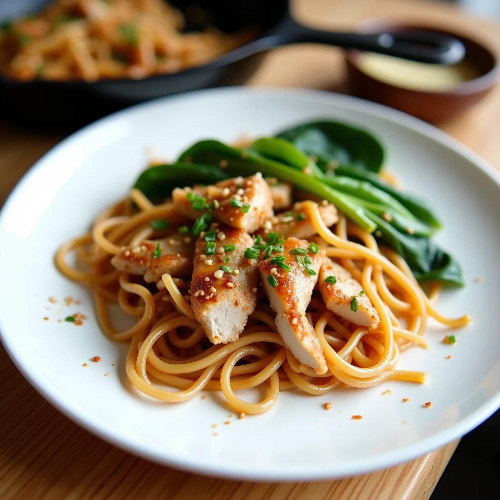 High-Protein Crispy Erdnuss Udon-Pfanne