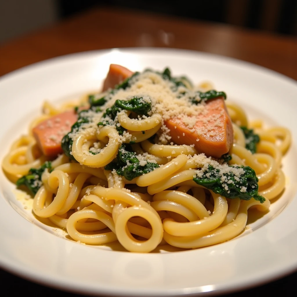 Lachs Spinat Nudeln