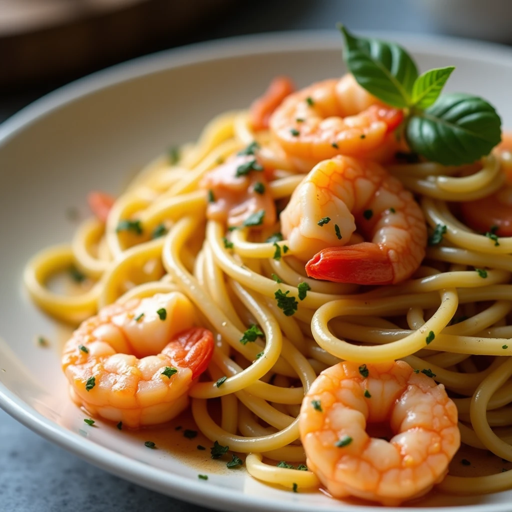 Cremige One Pot Spaghetti mit Garnelen