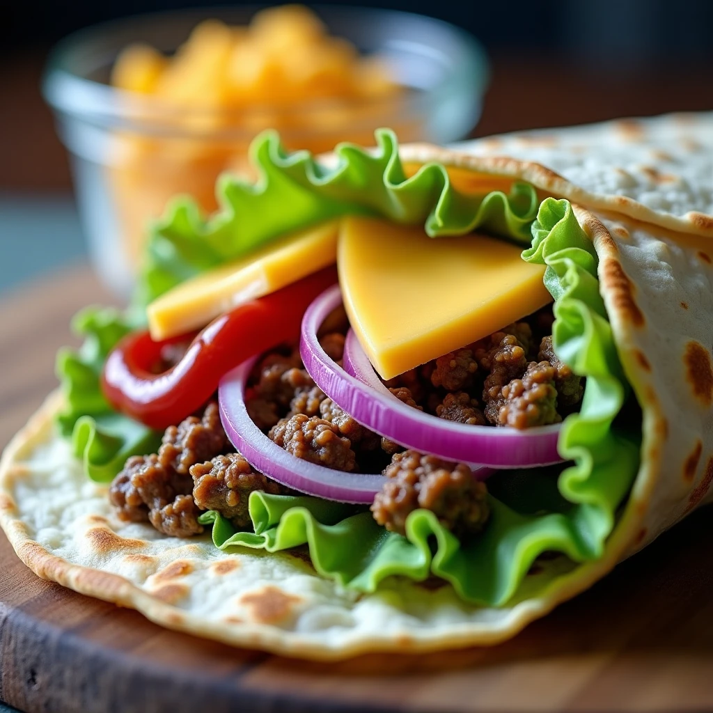 Proteinreicher Low-Carb  Zwiebel- Hackfleisch Wrap