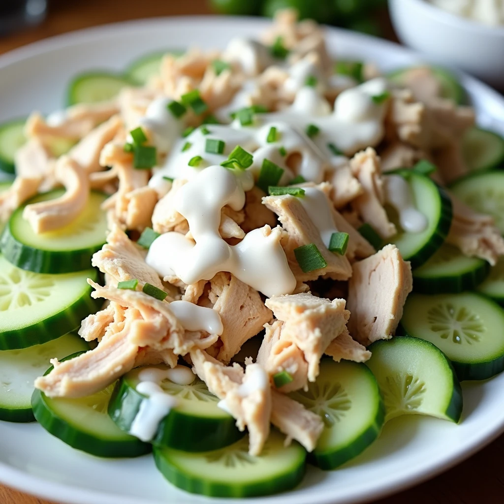 Hähnchen-Gurken-Salat mit Joghurt-Dressing