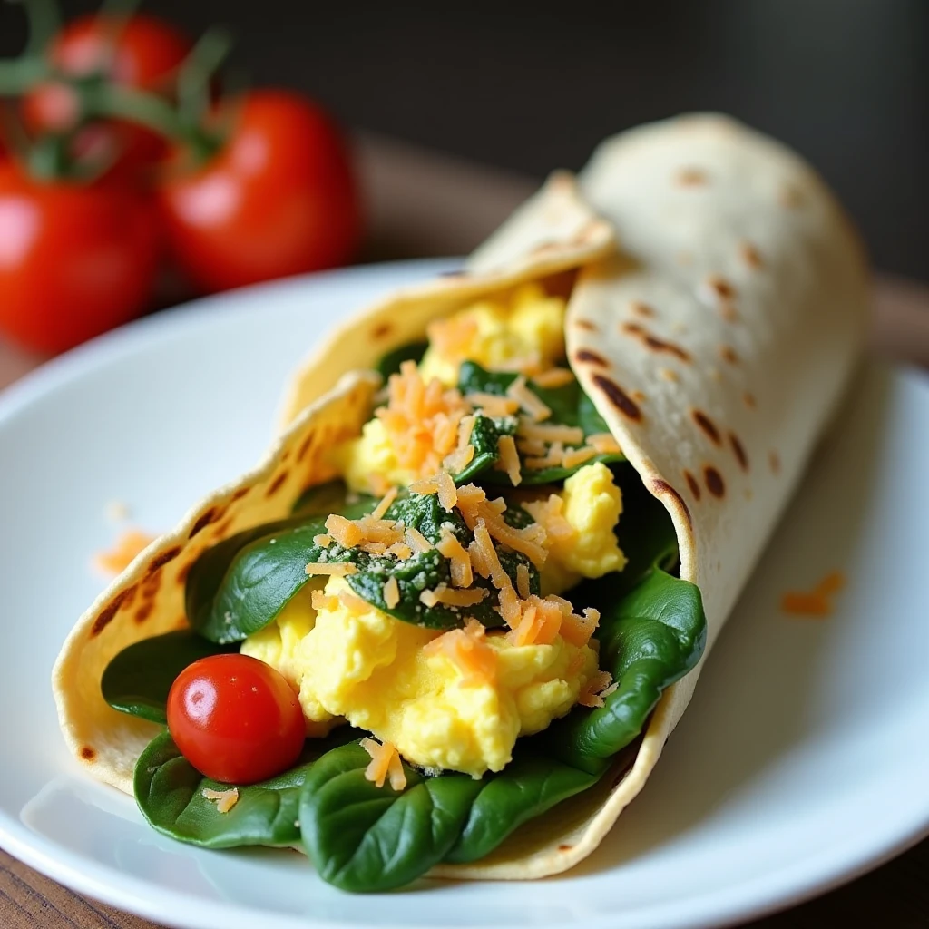 High Protein Wrap mit Spinat und Eiern
