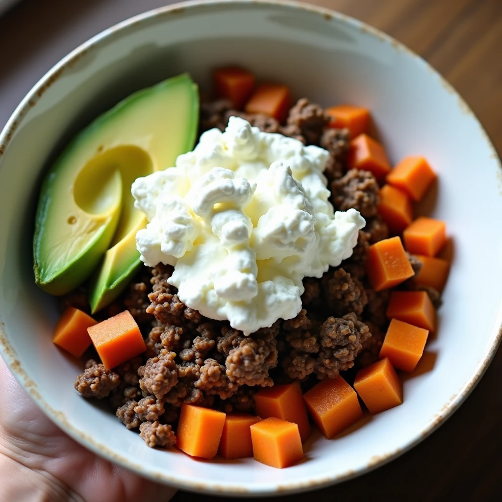 Cottage Cheese Beef Bowl