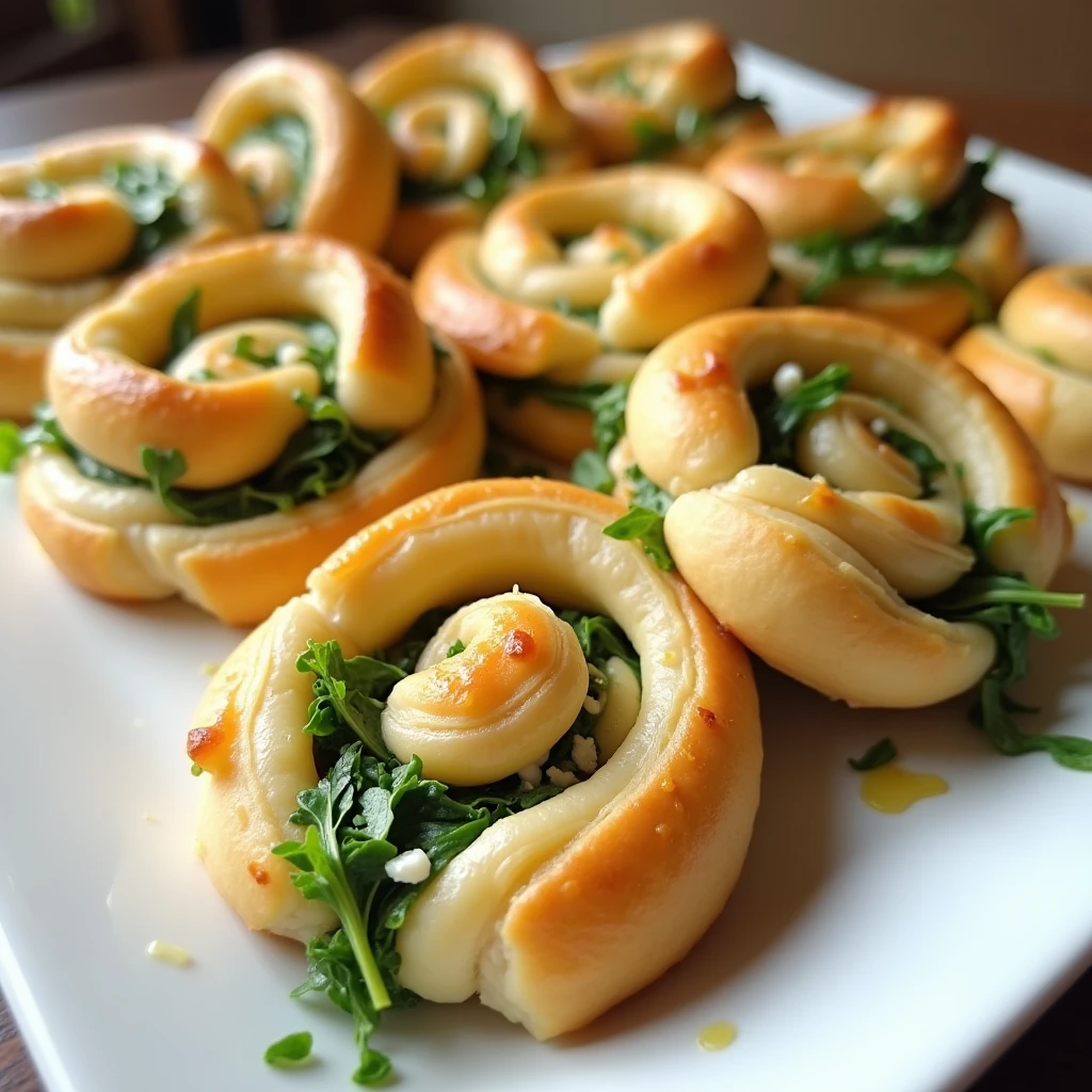 Blätterteigschnecken mit Rucola, Ziegenfrischkäse und Honig