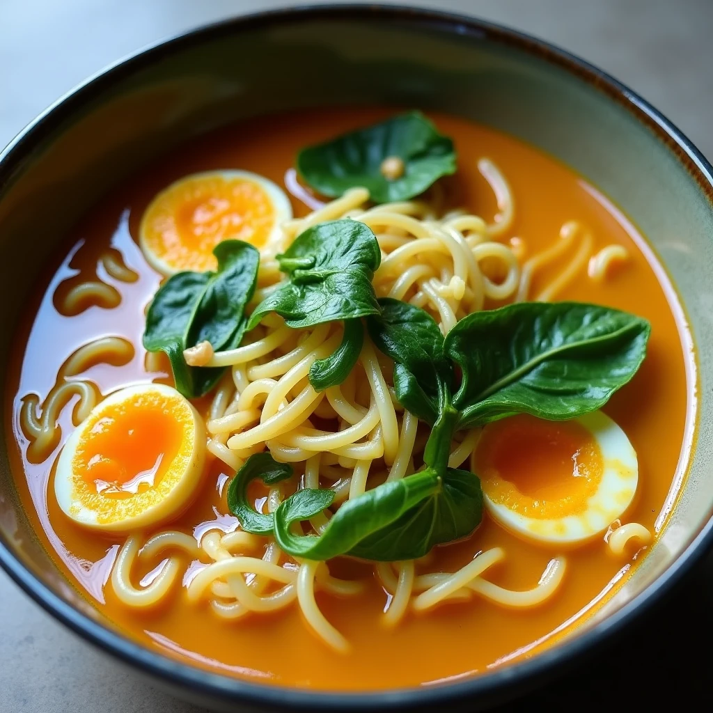Cremige Mie Nudelsuppe