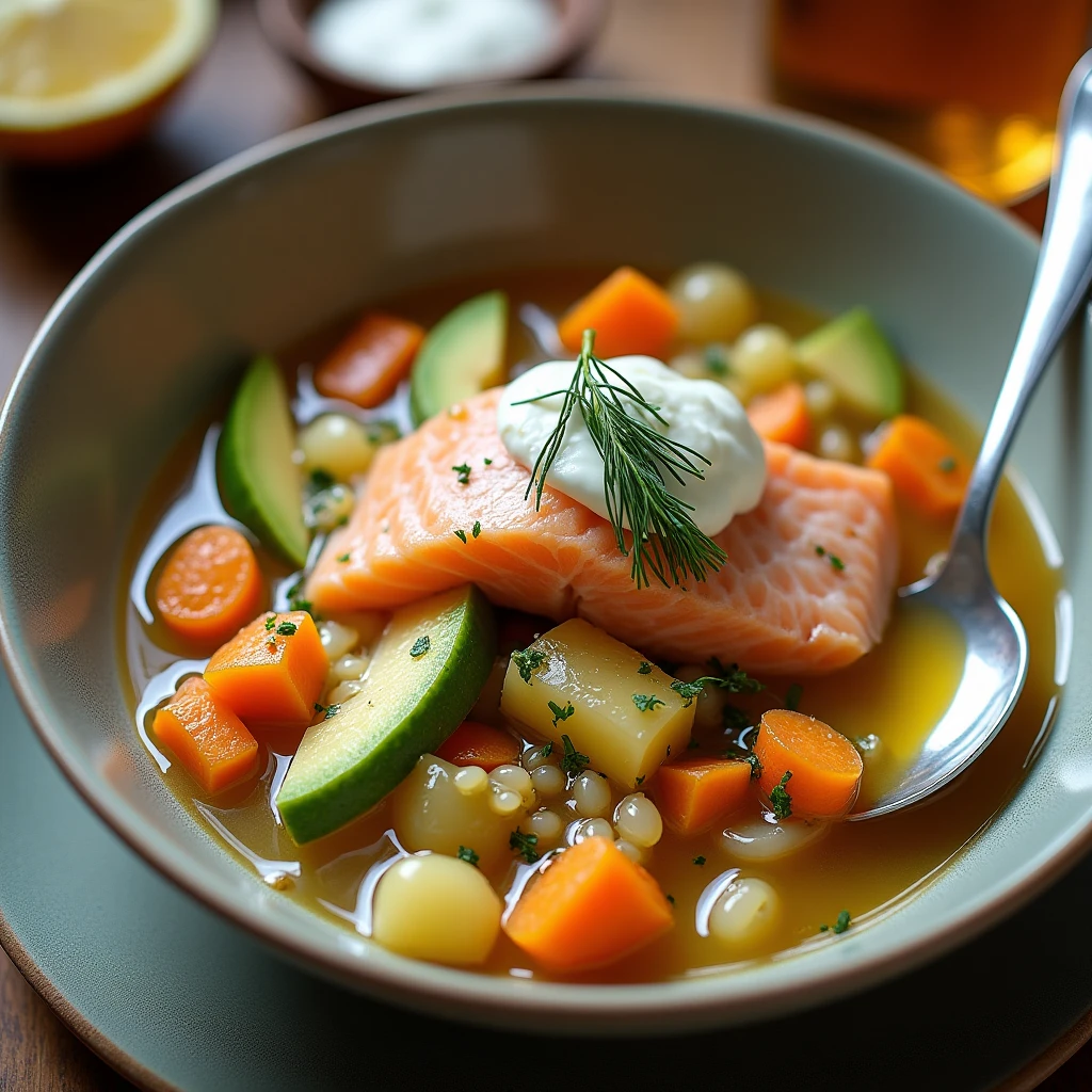 Zitronen-Lachssuppe
