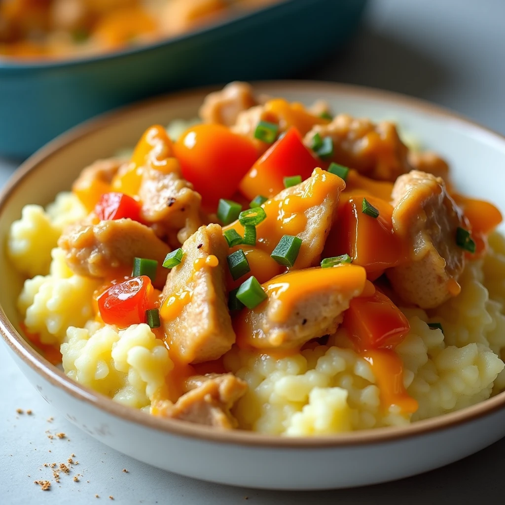 Proteinreicher Kartoffel-Hähnchen-Auflauf