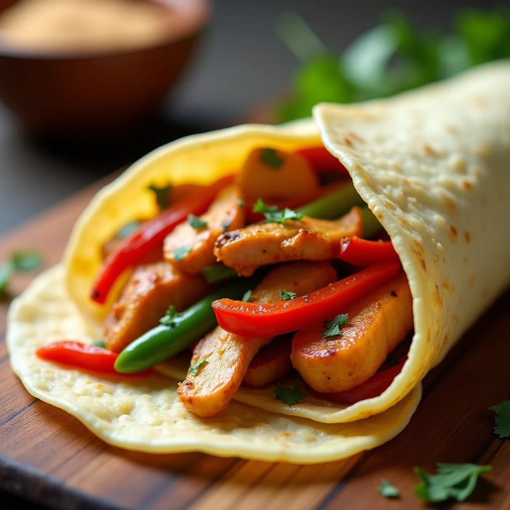 Kartoffel Wrap mit Fajita-Hähnchen