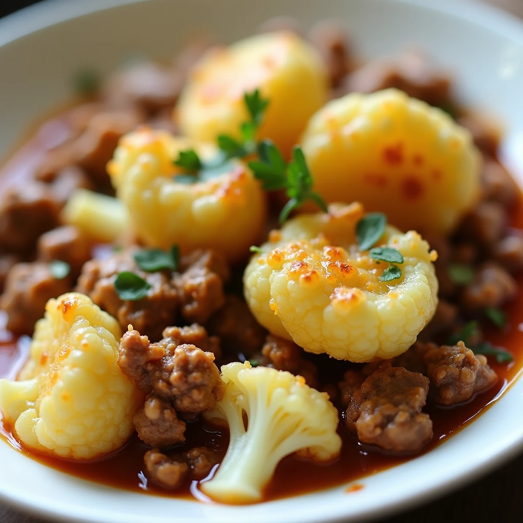 Hackfleisch-Blumenkohl-Kartoffel Auflauf