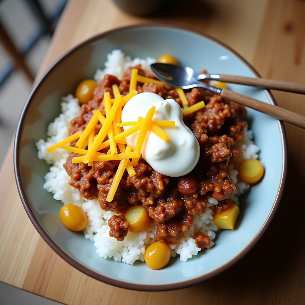 Chili-Cheese Bowl mit Rinderhack und Kartoffeln