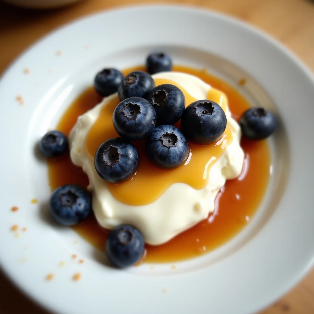 Quark mit warmen Heidelbeeren