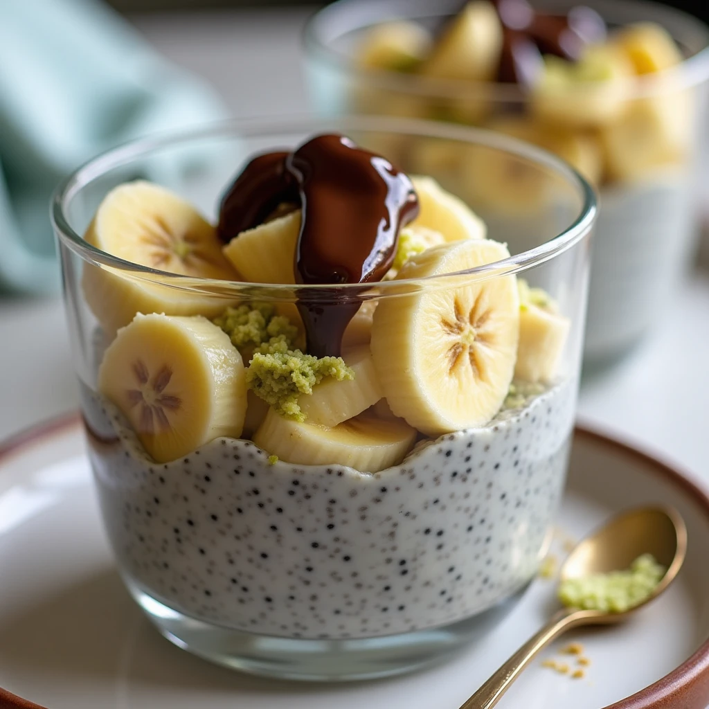 Chia-Pudding mit Banane und Pistazienmus