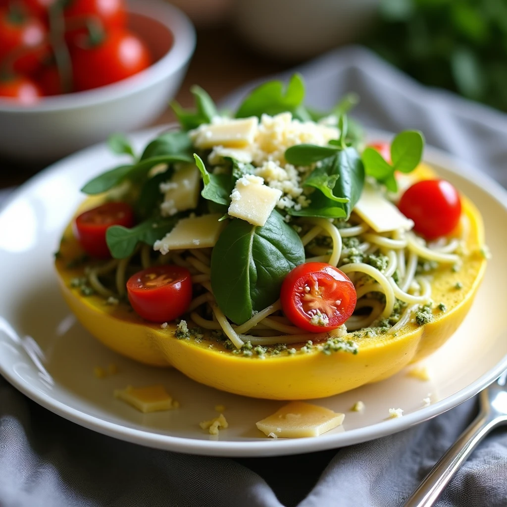 Spaghettikürbis mit Pesto
