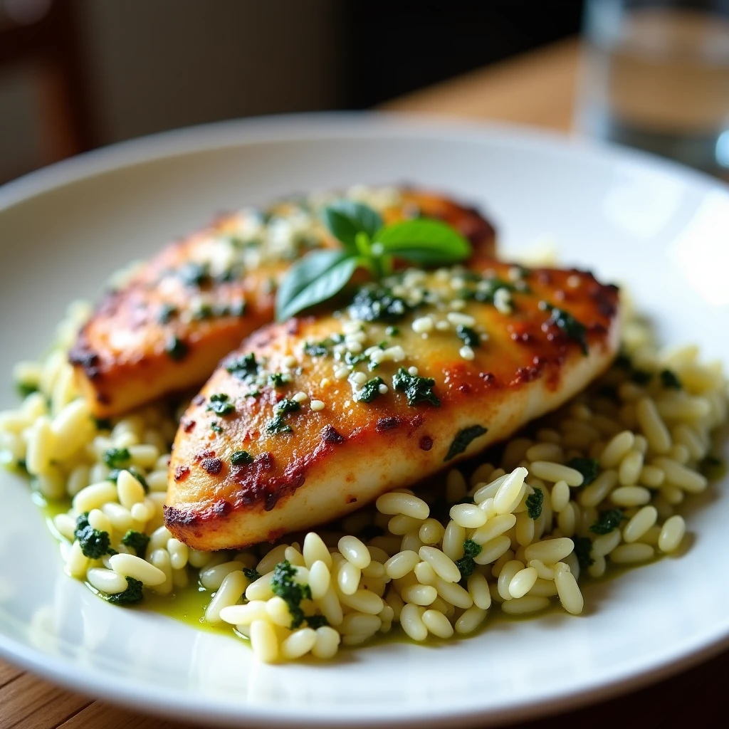 Pesto-Parmesan-Chicken mit Reis