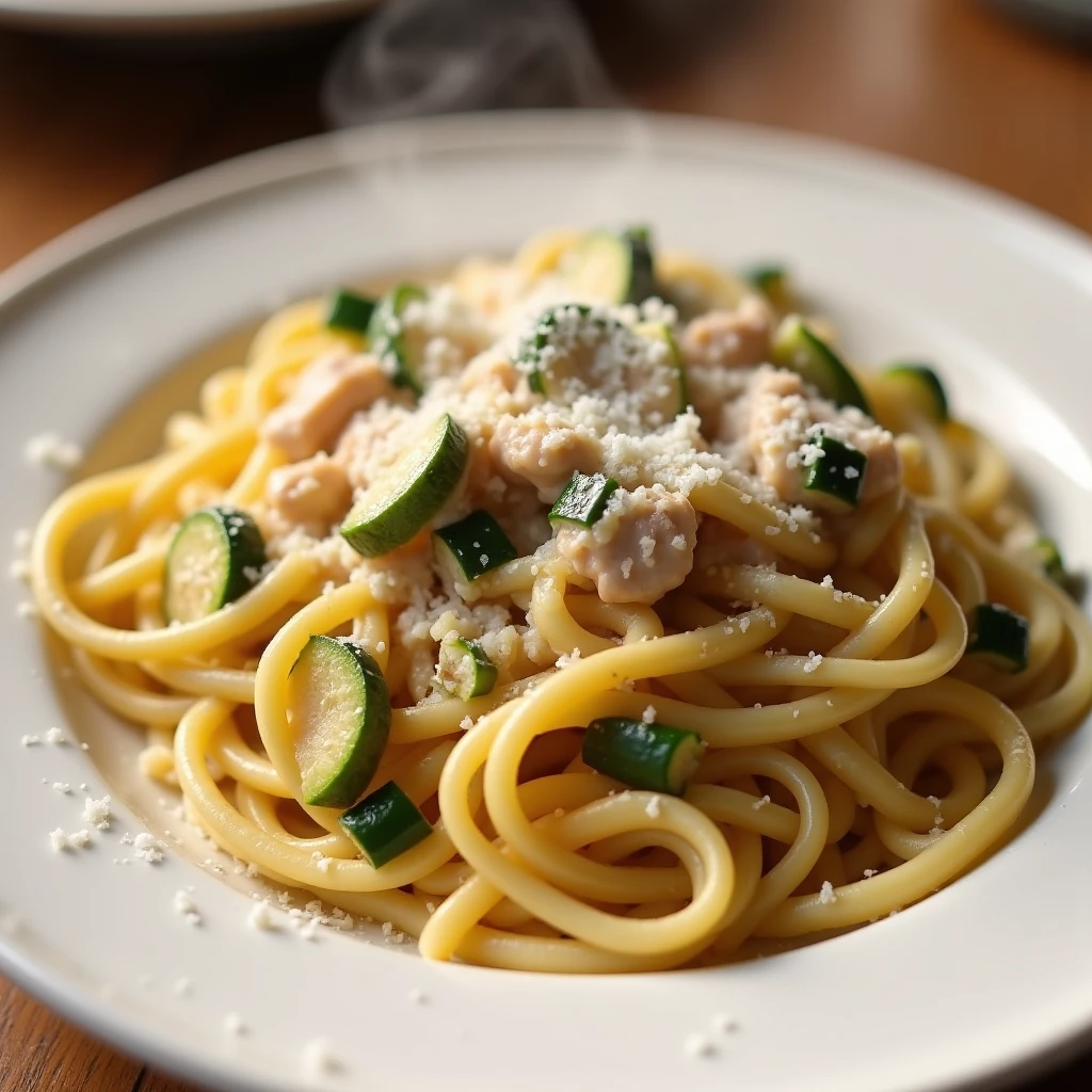 Pasta mit Zucchini Parmesan Soße