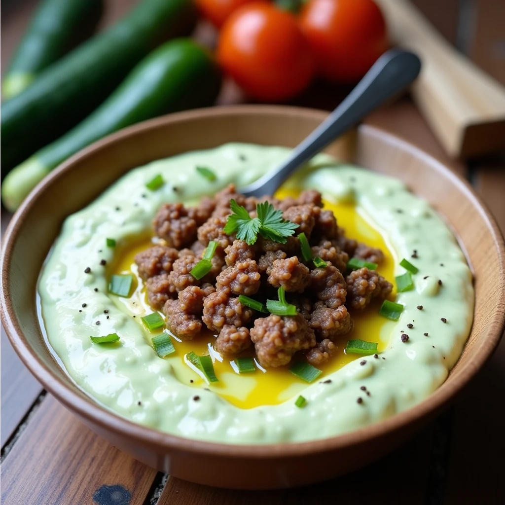 Zucchini Joghurt mit Hackfleisch