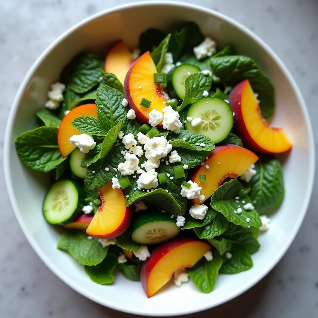 Gurken-Pfirsich-Sommersalat mit Feta