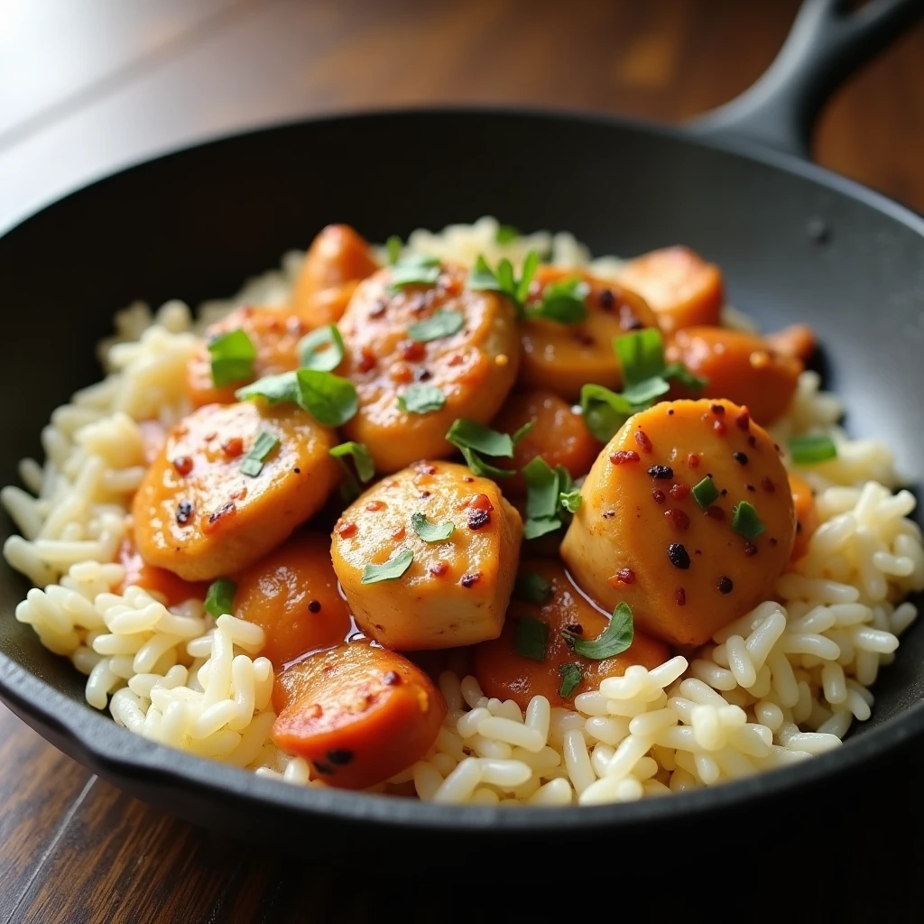 Hähnchenpfanne mit Reis