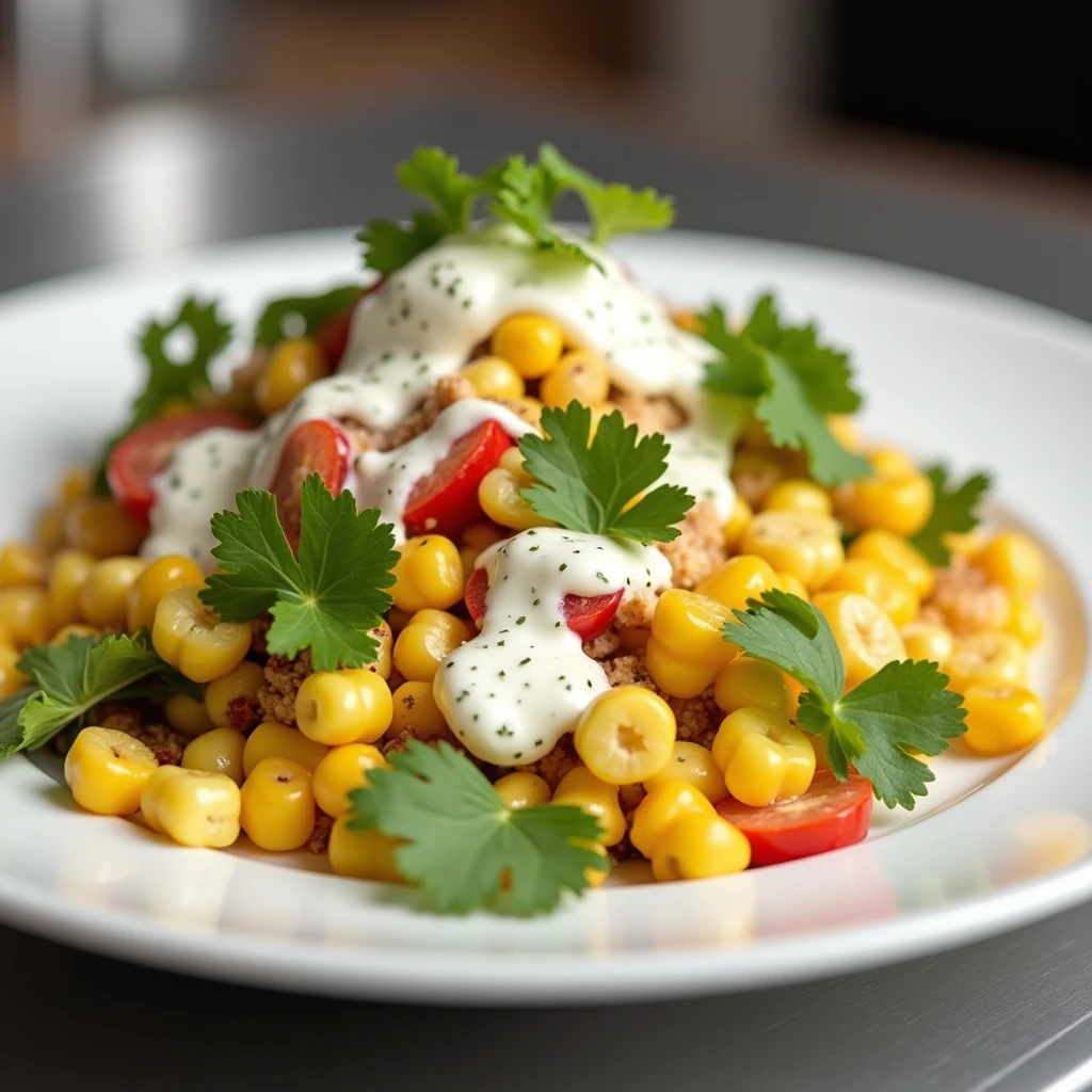 Knuspriger Mais-Salat mit Skyr-Dressing