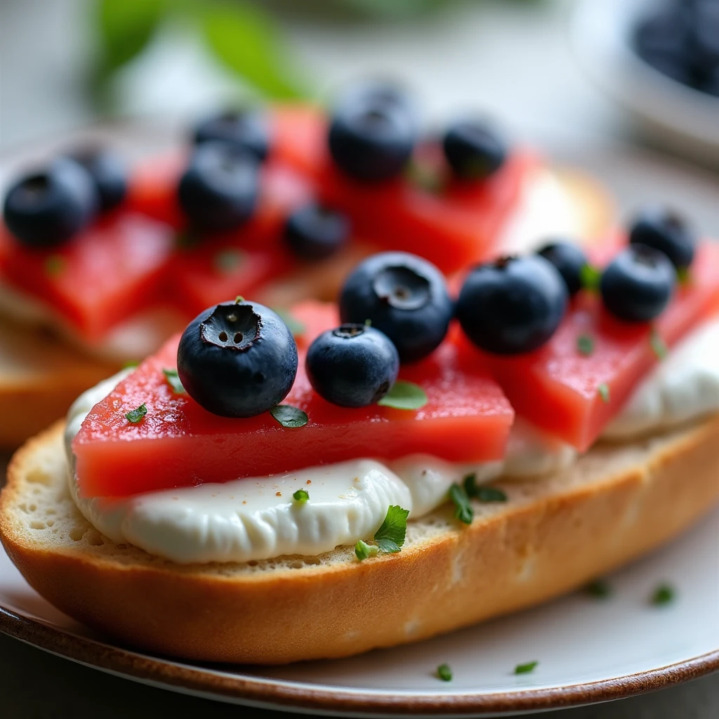 Burrata mit Wassermelone & Blaubeeren