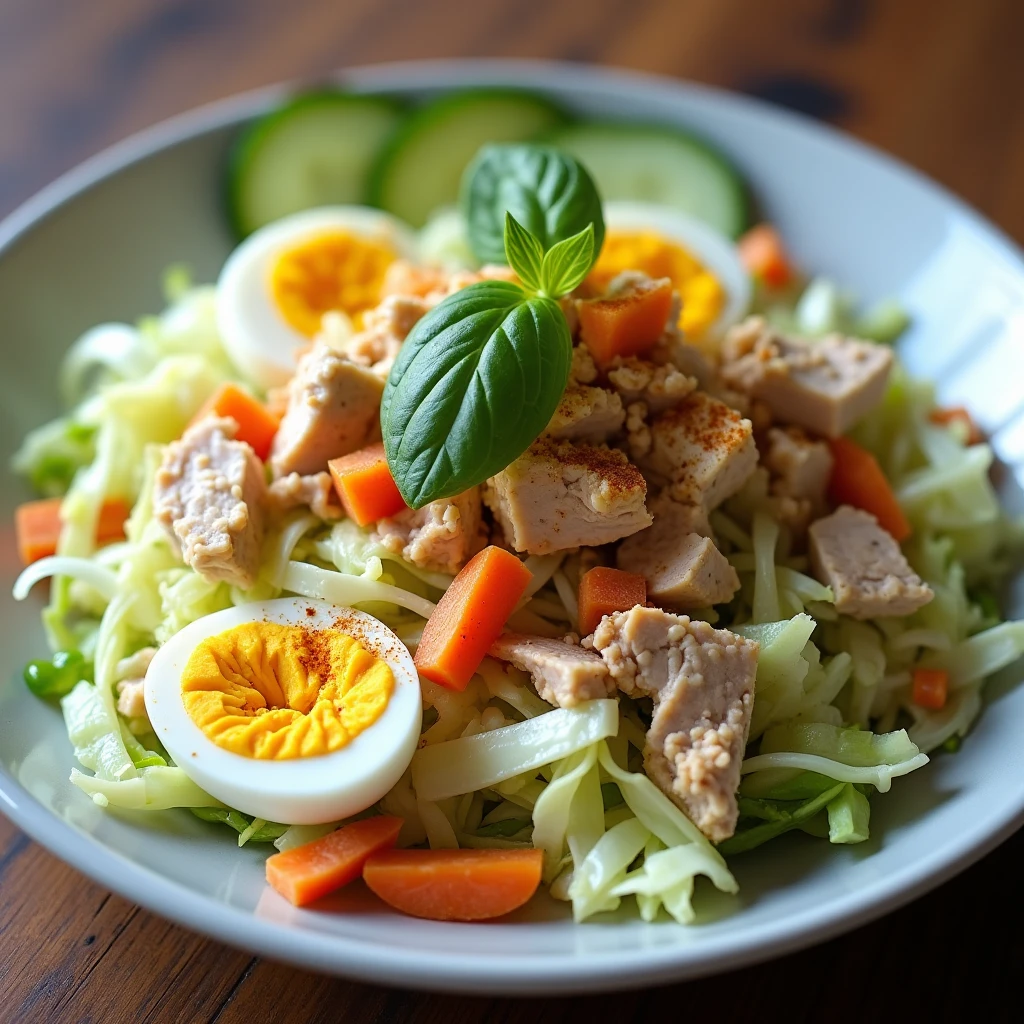 Proteinreicher Weißkohl-Thunfisch-Salat