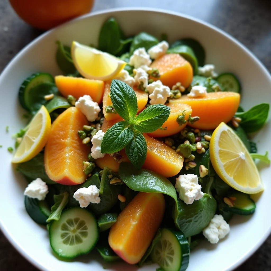 Nektarinen-Gurken-Salat mit Feta und Pistazien