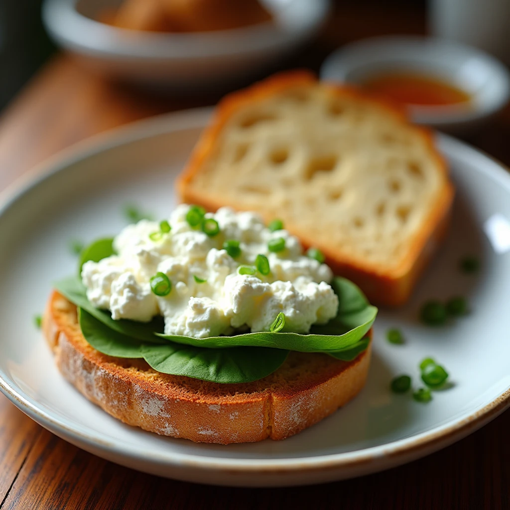 Eiweißbrot mit körnigem Frischkäse