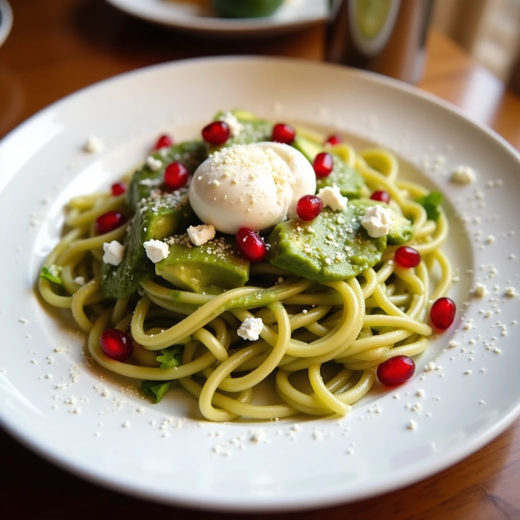 Proteinreiche Avocado-Pasta mit Burrata