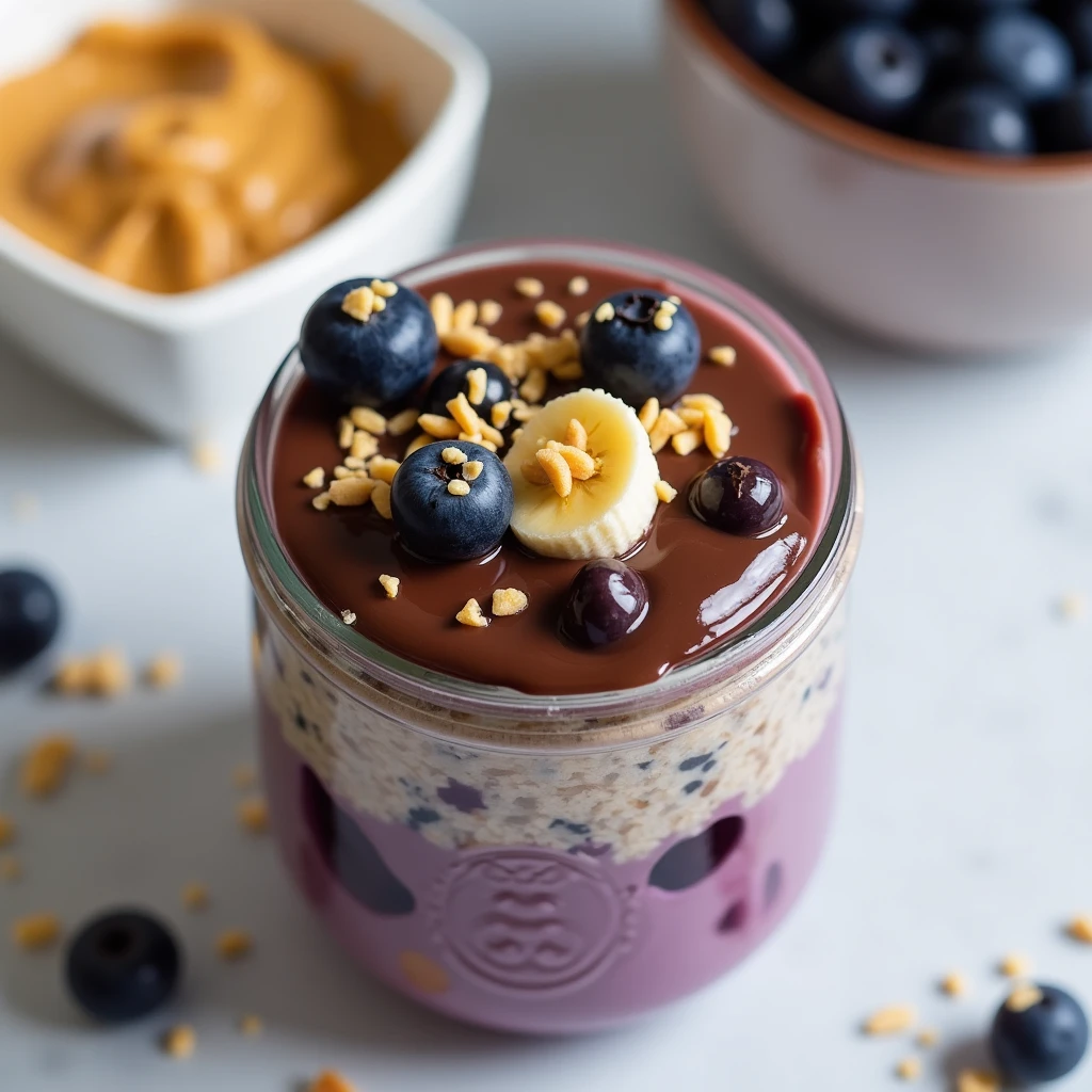 Erdnussbutter Gelee Overnight Oats