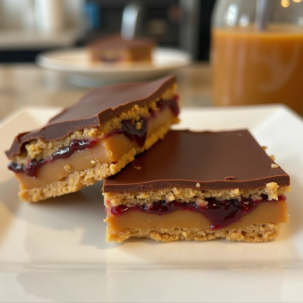 Dattel Crunch Riegel mit Peanutbutter Jelly Füllung