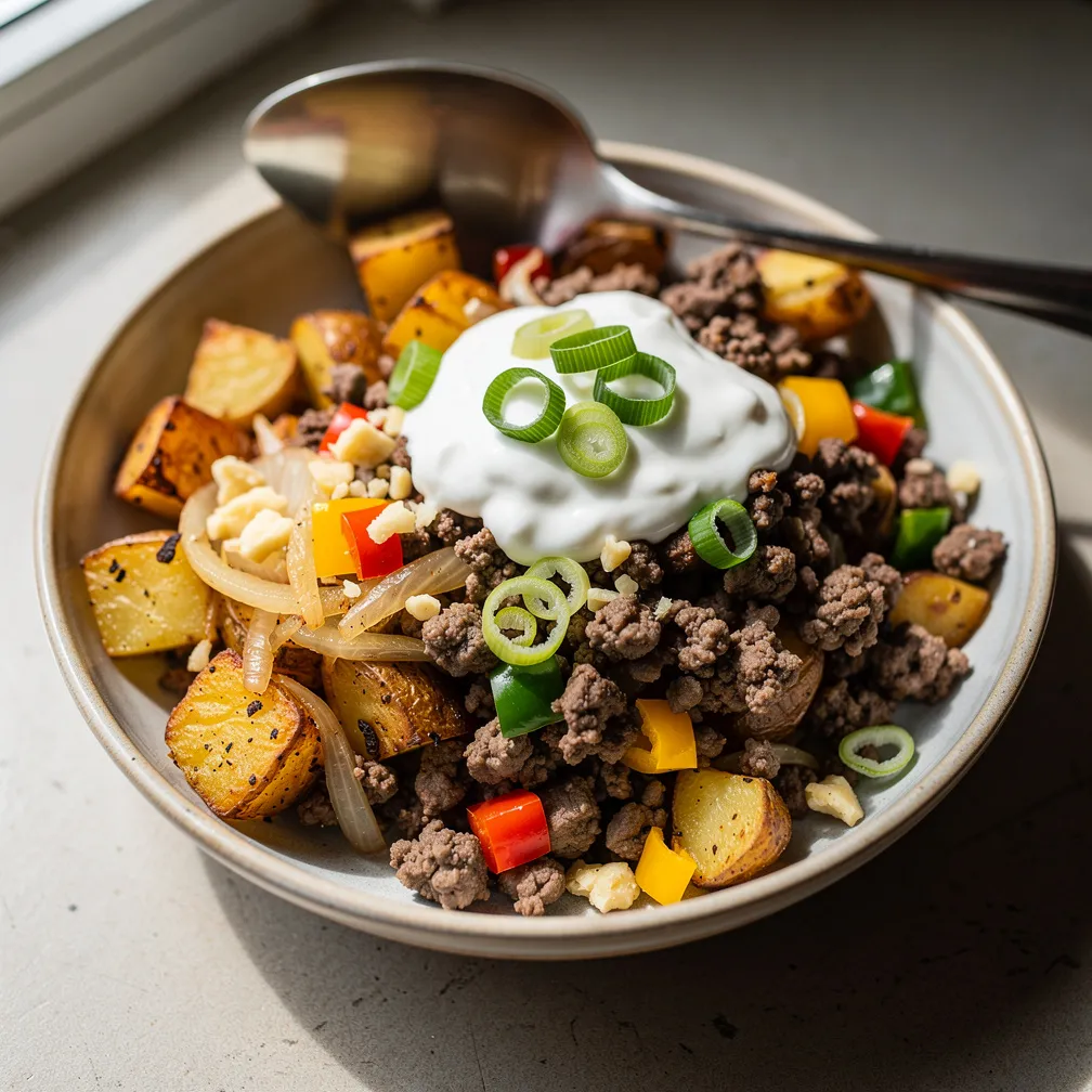 Kartoffel Hack Bowl mit Joghurt