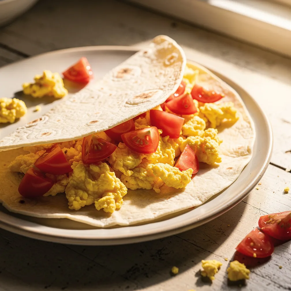 Breakfast Tortilla with Eggs and Tomatoes