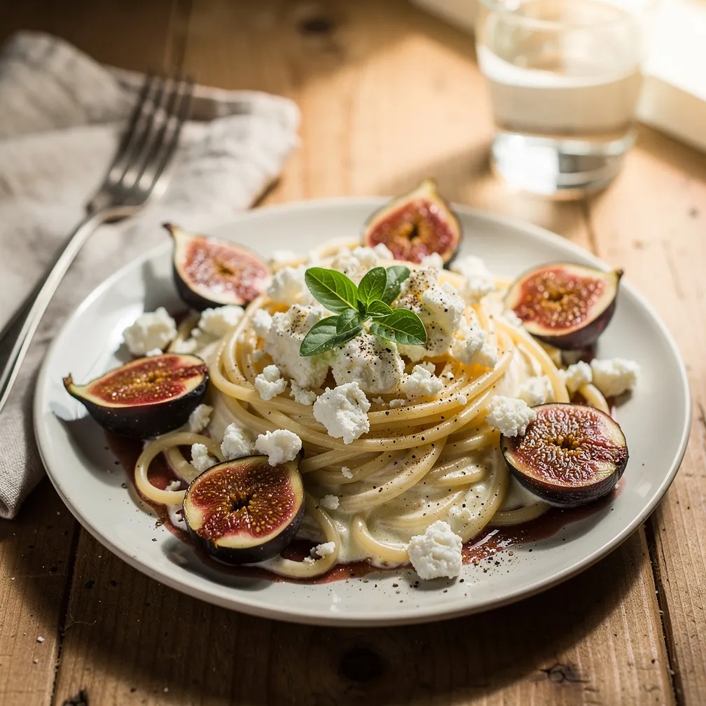 Spaghetti with Feta and Figs from the Oven